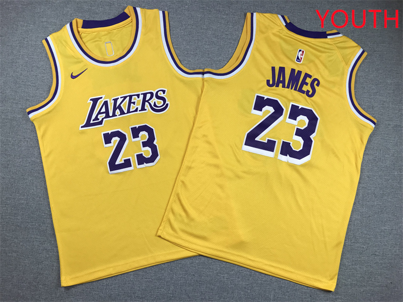 Youth Los Angeles Lakers #23 James Yellow Nike 2025 NBA Jersey style 1->youth nba jersey->Youth Jersey